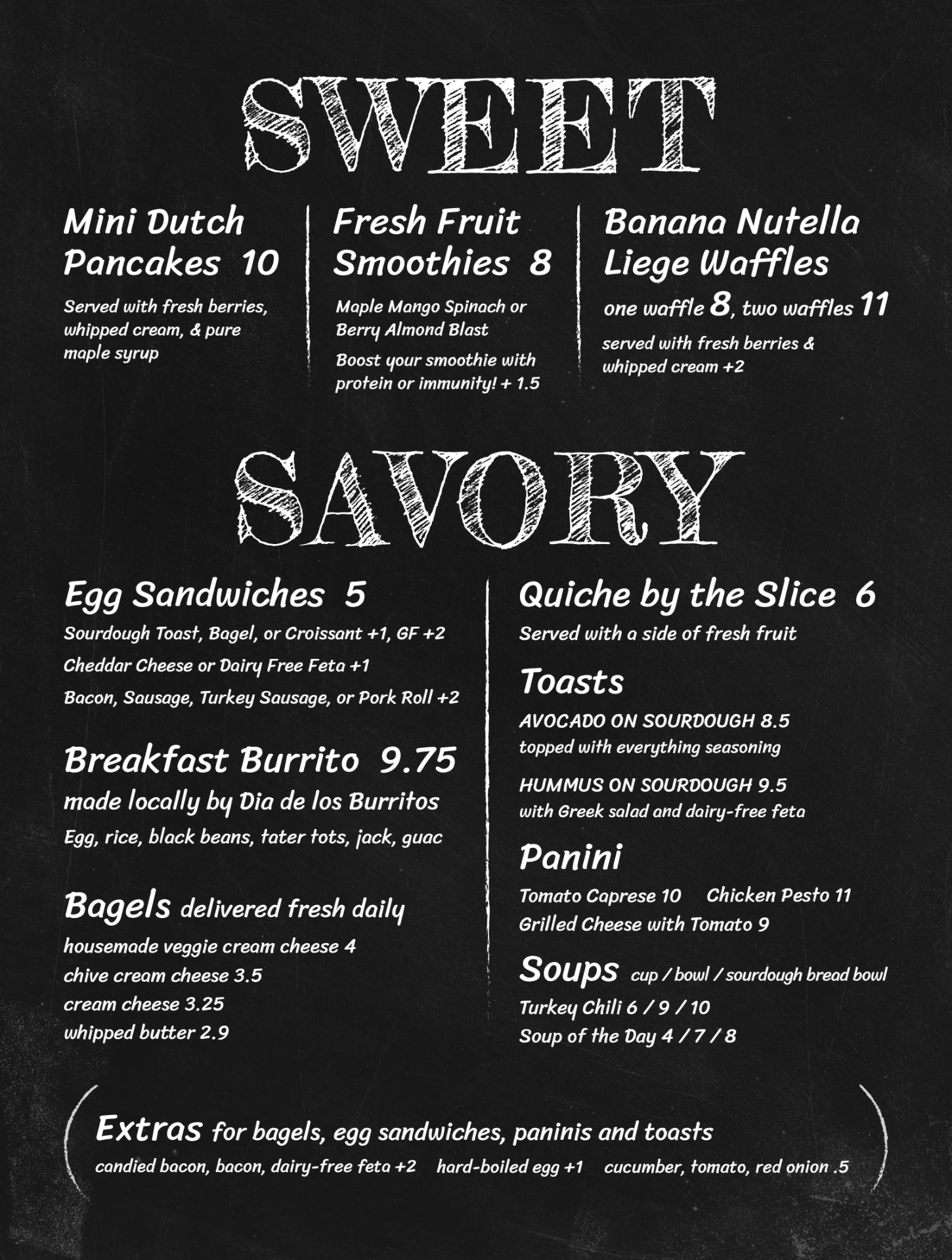 High Grounds Coffee Roasters menu: sweet and savory food
