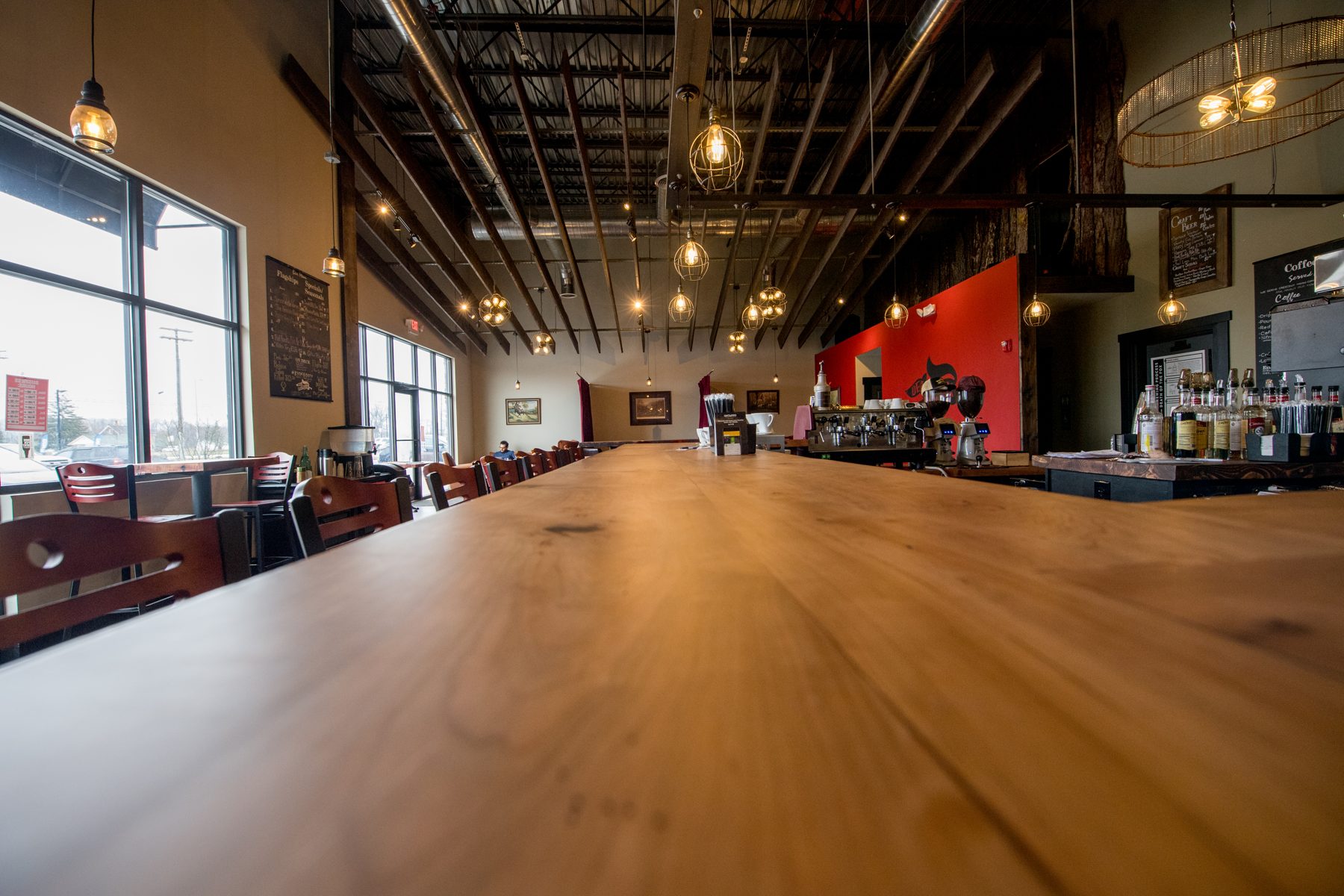 Length of the wooden bar top in the Death of the Fox tasting room