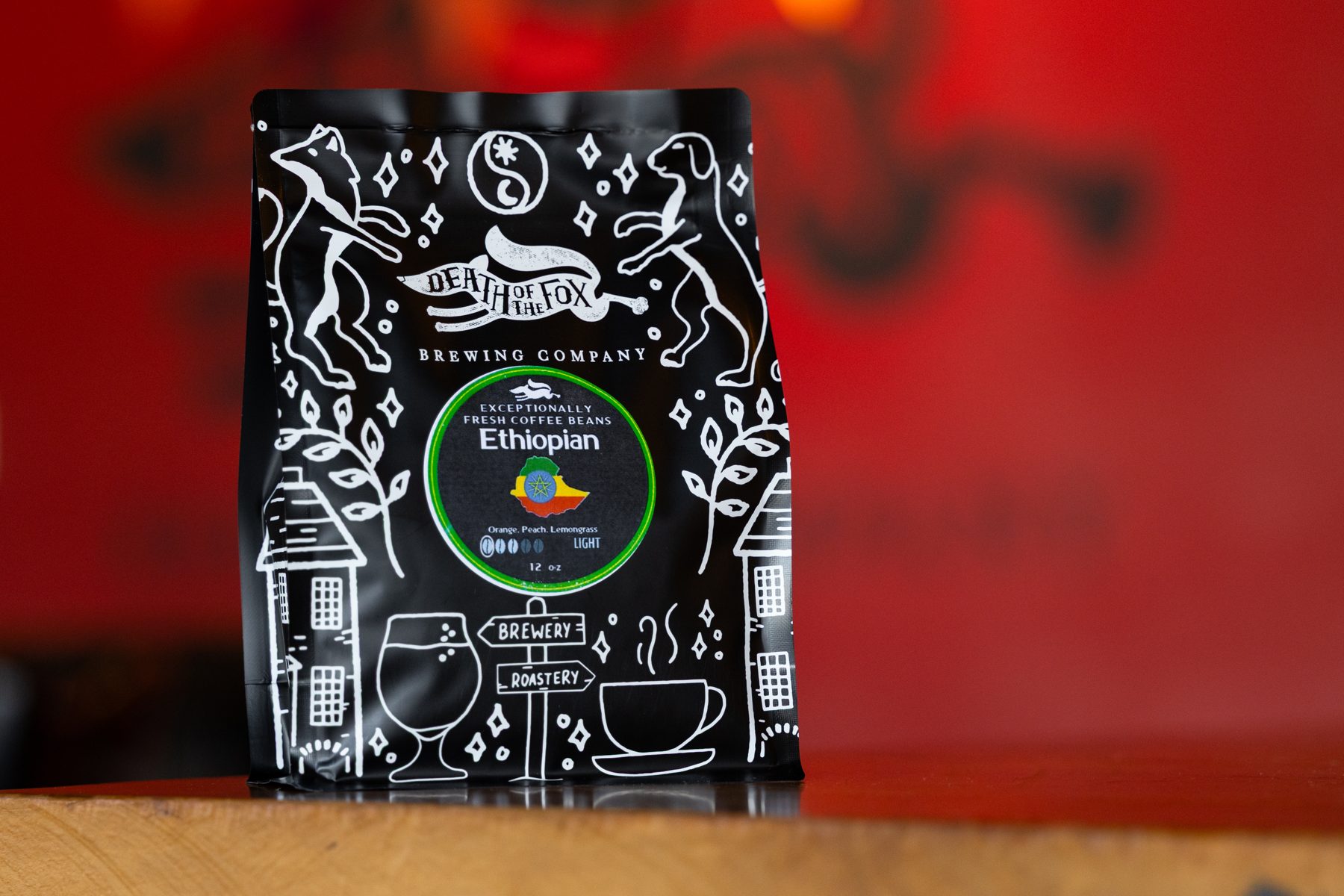Bag of Ethiopian whole-bean coffee