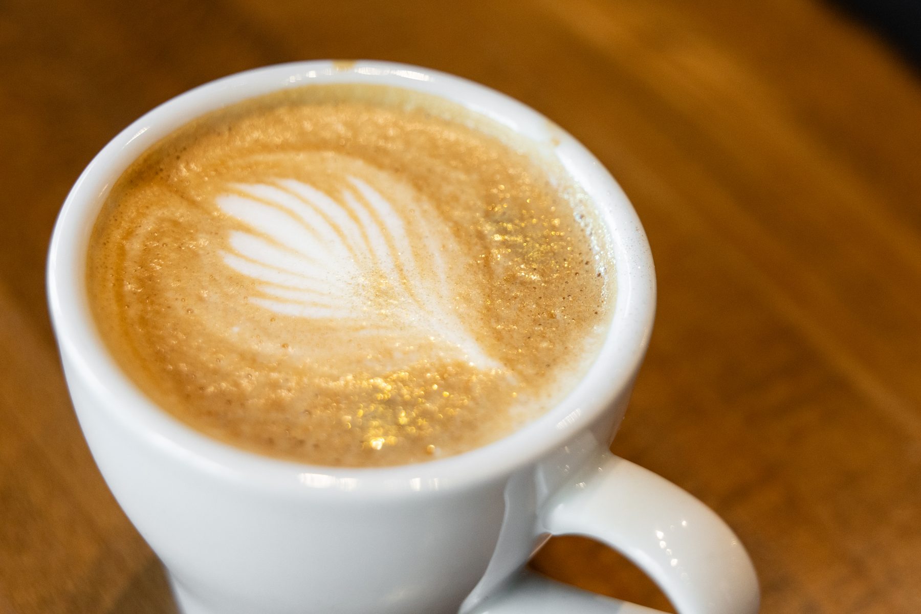 Latte with rosetta latte art